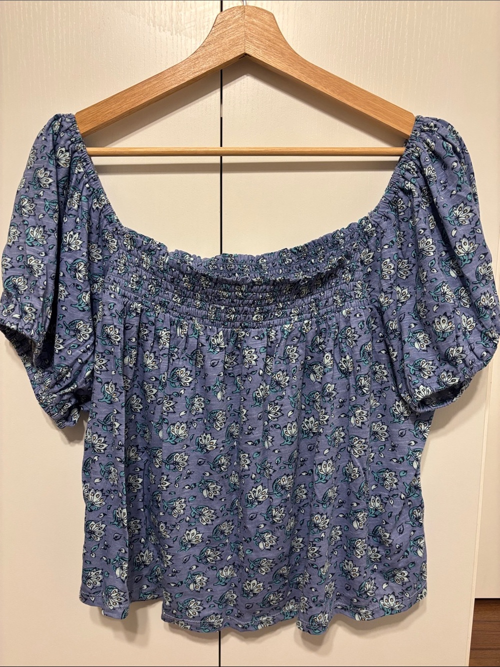 Smocked Off-Shoulder Floral Top - XL